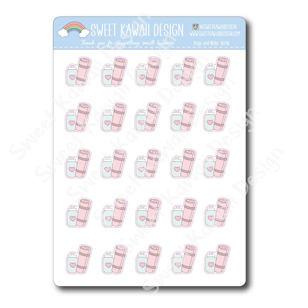 Kawaii Yoga and Water Bottle Stickers