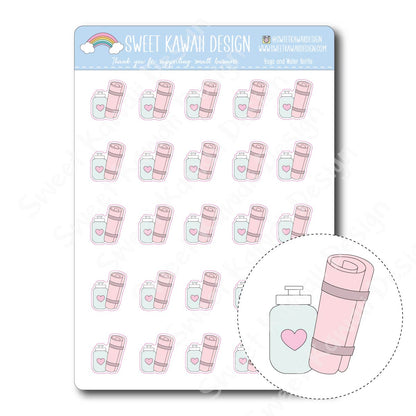 Kawaii Yoga and Water Bottle Stickers