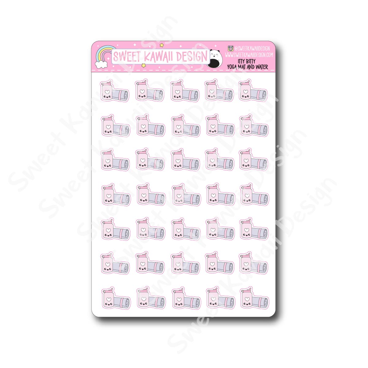 Kawaii Yoga Mat and Water Stickers