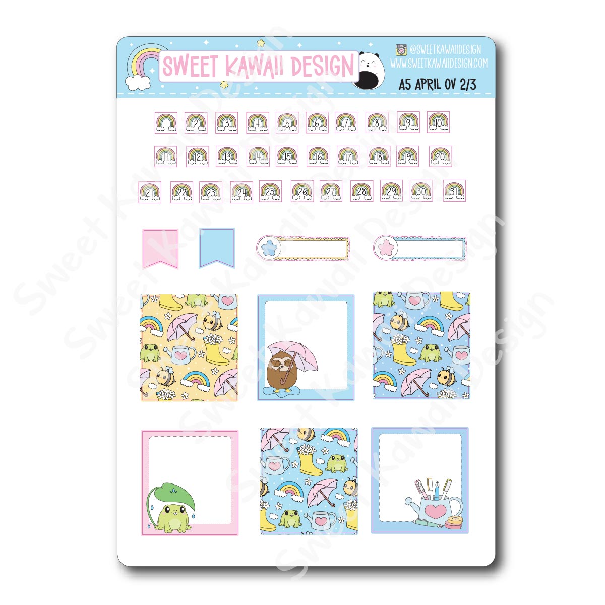 April 2025 Monthly Overview Stickers - A5