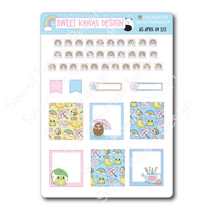 April 2025 Monthly Overview Stickers - A5