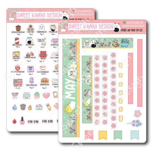 May 2025 Monthly Overview Stickers - Hobo A6