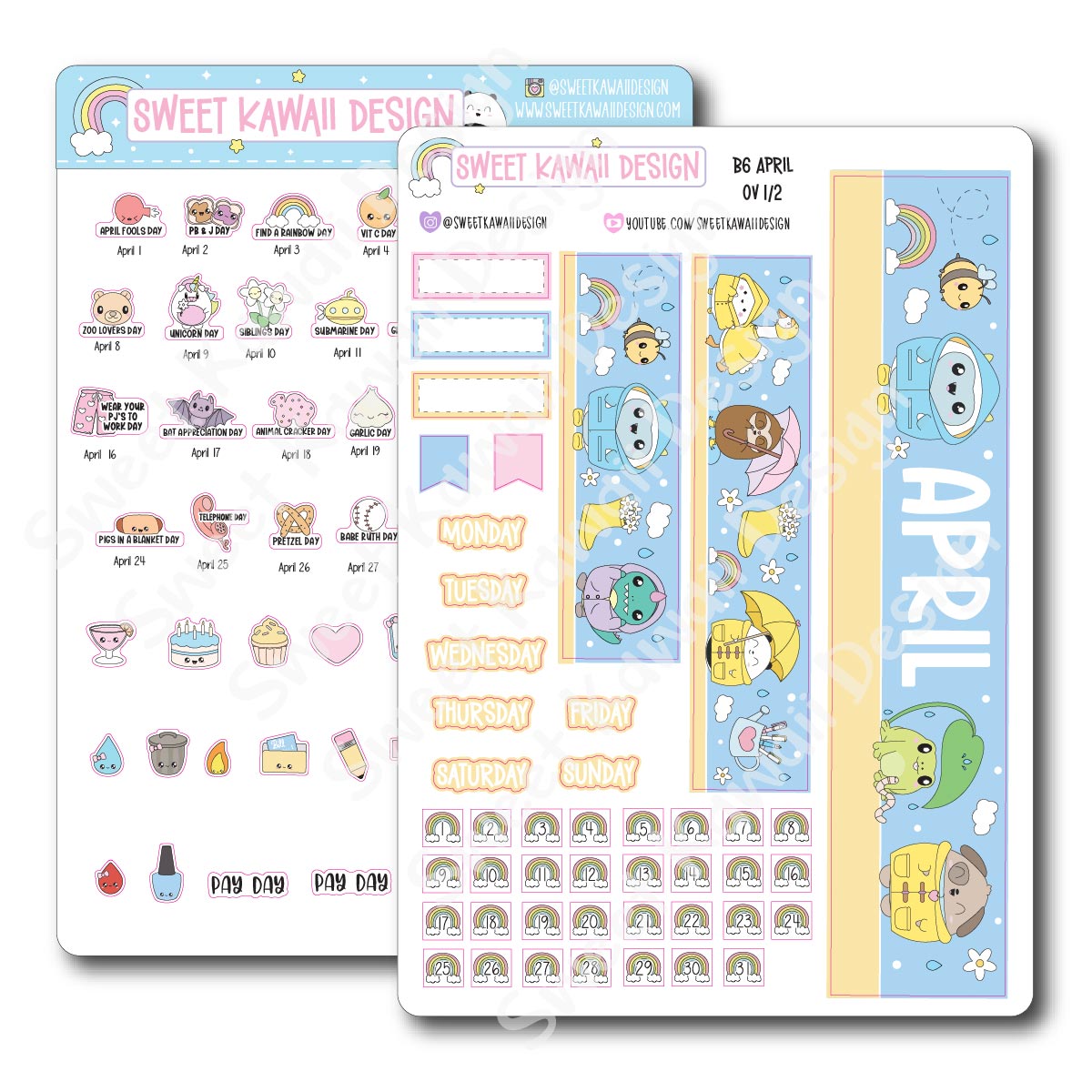 April 2025 Monthly Overview Stickers - B6 (Aura Estelle/Annie Plans)