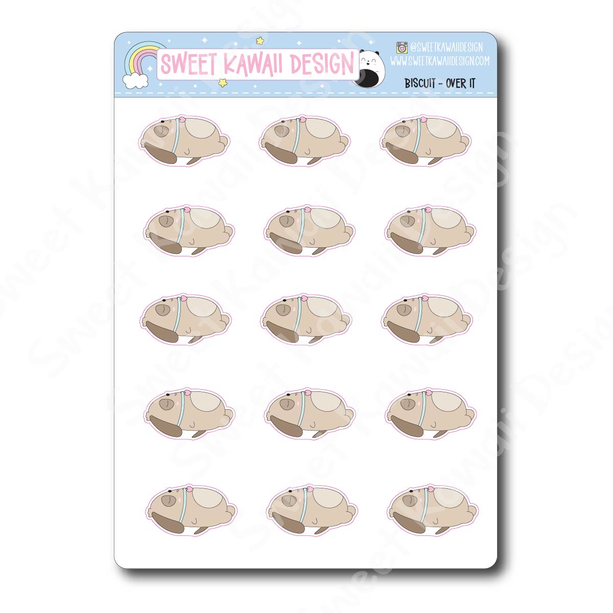 Kawaii Biscuit Stickers - Over It