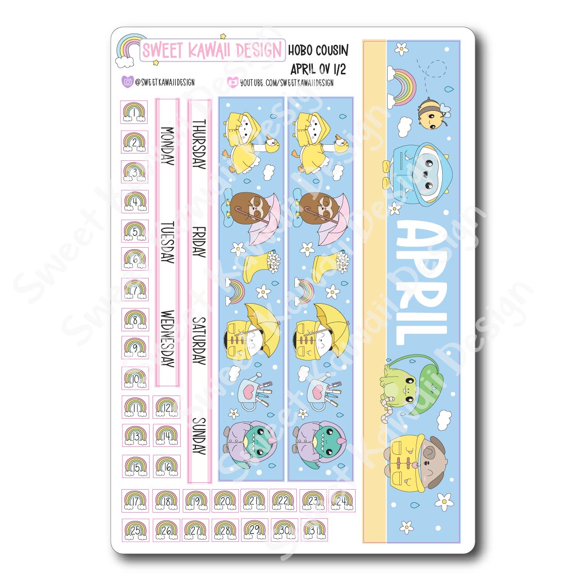 April 2025 Monthly Overview Stickers - Hobo COUSIN