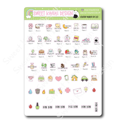 March 2025 Monthly Overview Stickers - Hobo COUSIN