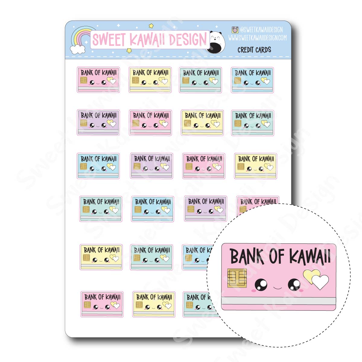 Kawaii Credit Card Stickers