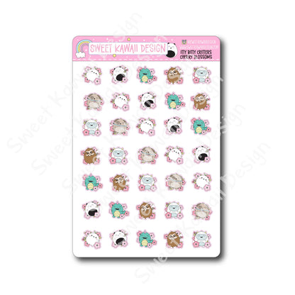 Kawaii Critter Stickers - Cherry Blossoms