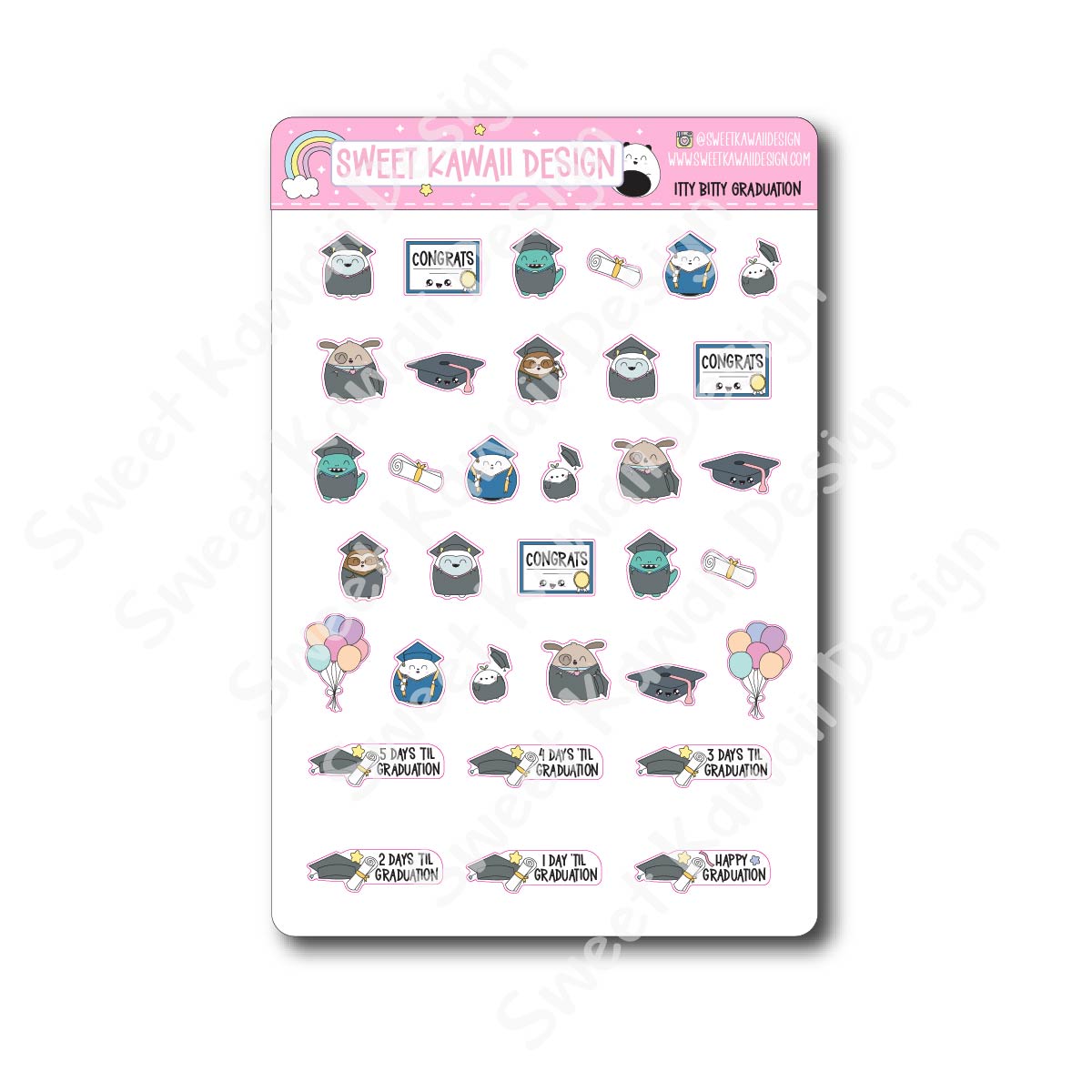 Kawaii Graduation Stickers