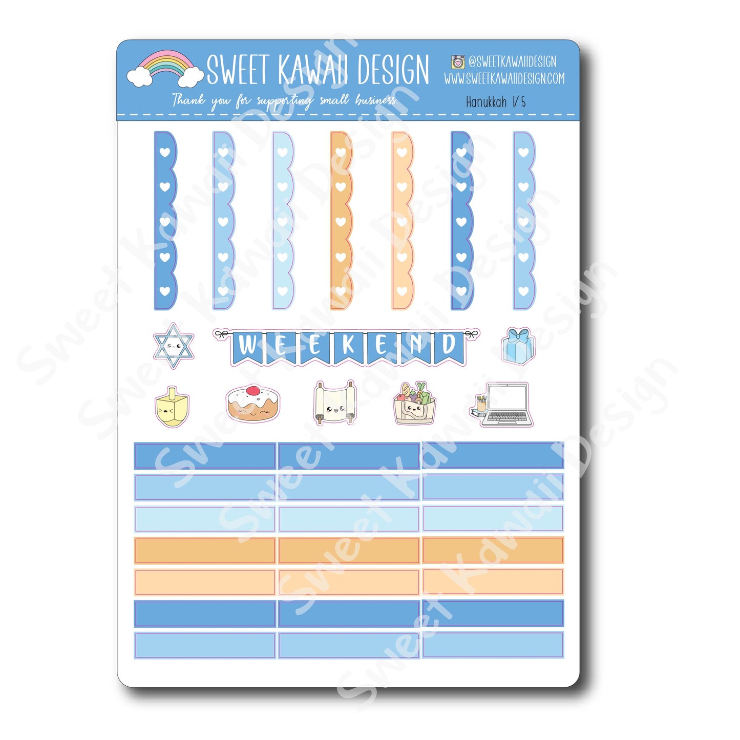 Weekly Kit  - Hanukkah - SIZE OPTIONS AVAILABLE