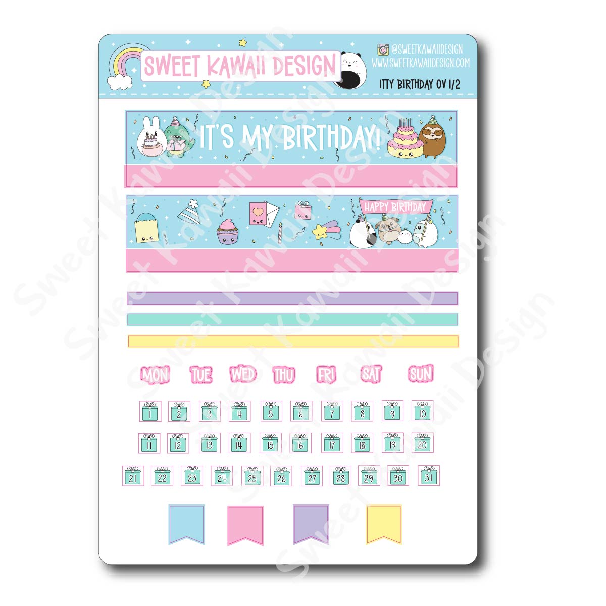 Birthday Monthly Overview Stickers - Itty Bitty