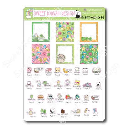 Itty Bitty March 2025 Monthly Overview Stickers