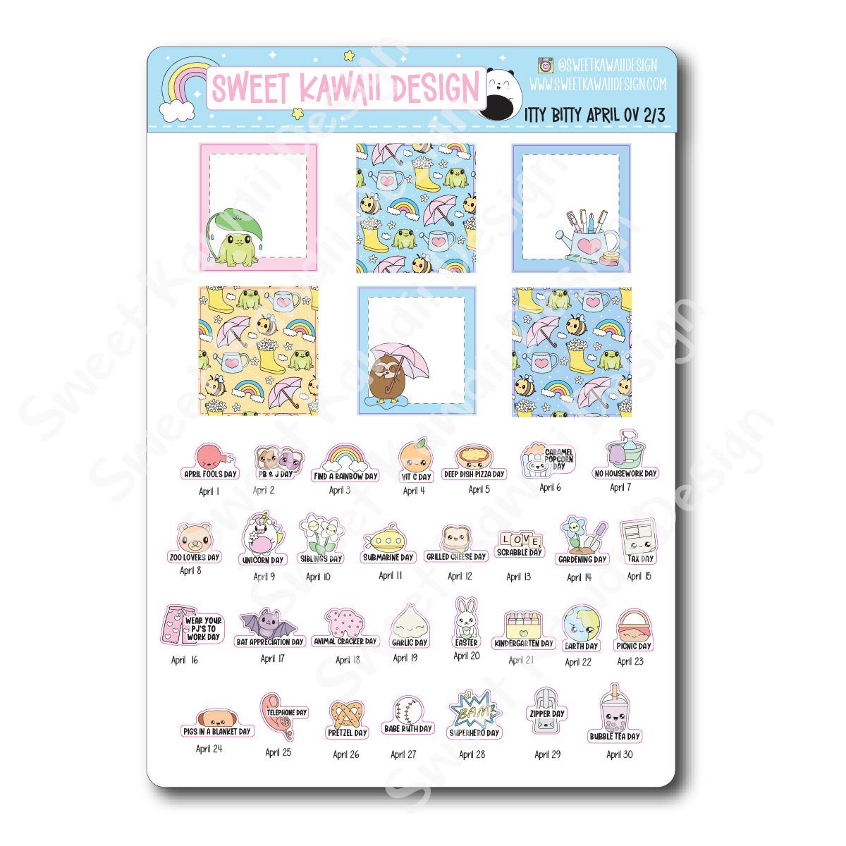 Itty Bitty April 2025 Monthly Overview Stickers