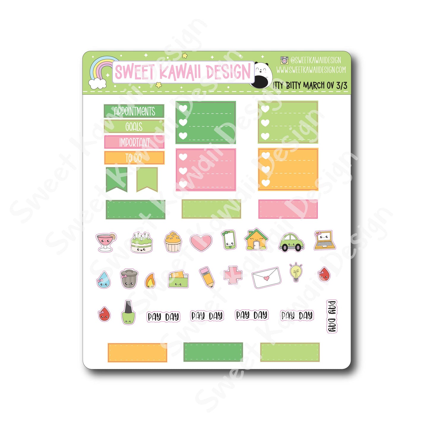 Itty Bitty March 2025 Monthly Overview Stickers