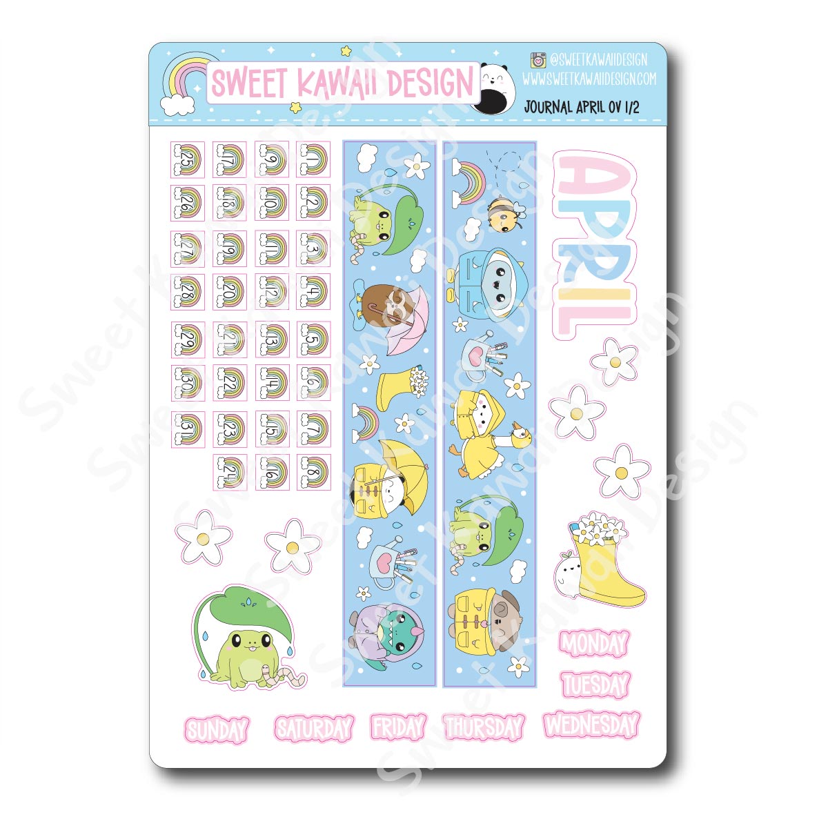 April 2025 Monthly Overview Stickers - Journal