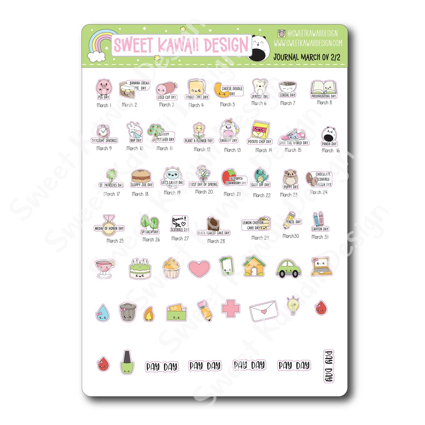 March 2025 Monthly Overview Stickers - Journal