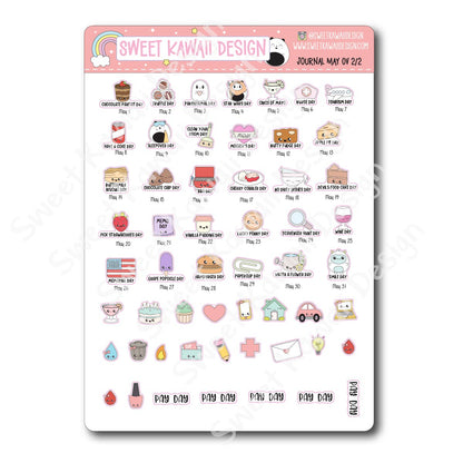 May 2025 Monthly Overview Stickers - Journal