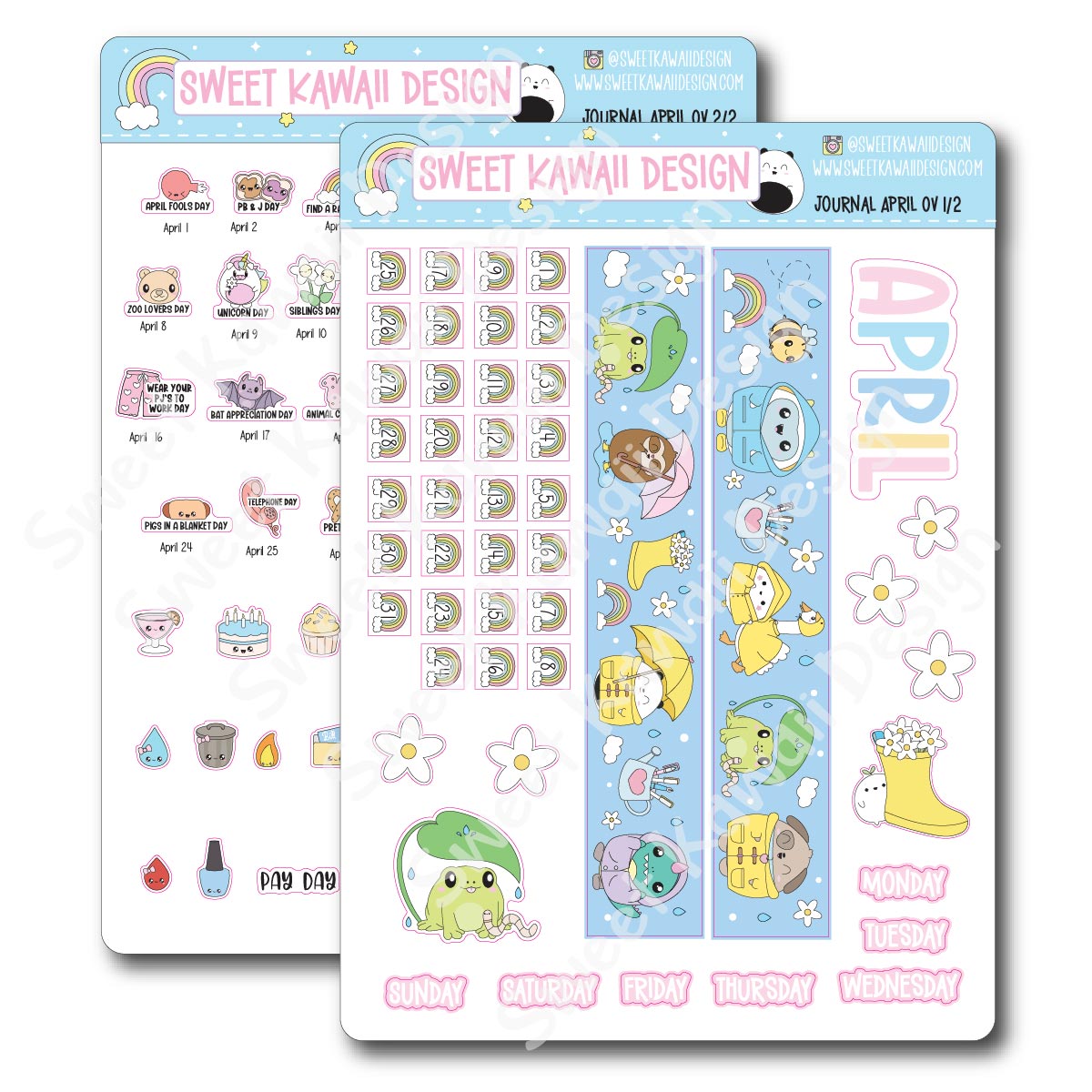 April 2025 Monthly Overview Stickers - Journal