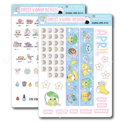 April 2025 Monthly Overview Stickers - Journal