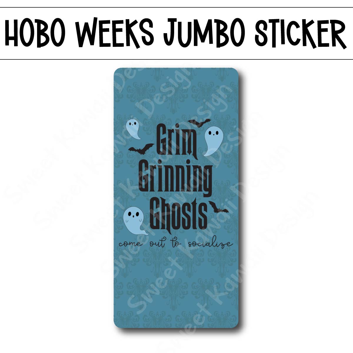 Kawaii Jumbo Sticker - Grinning Ghosts - Size Options Available