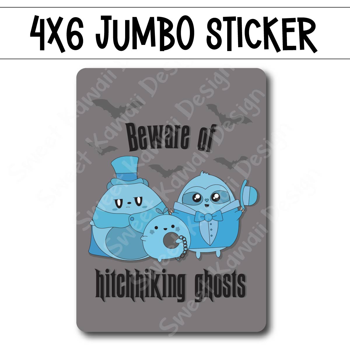 Kawaii Jumbo Sticker - Hitchhiking Ghosts - Size Options Available