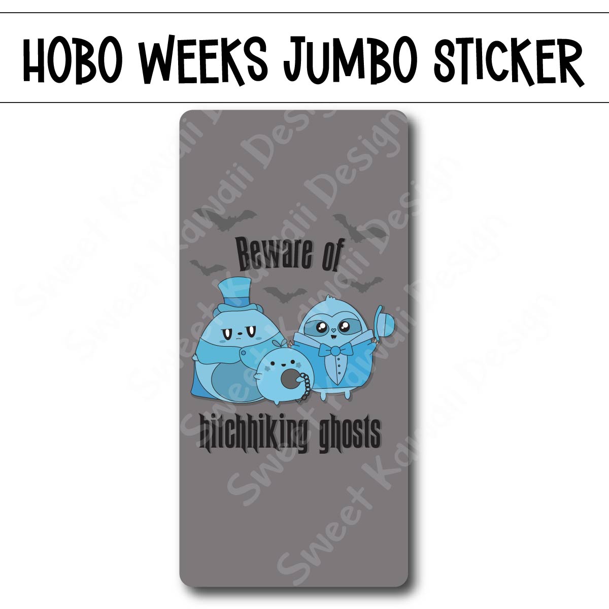 Kawaii Jumbo Sticker - Hitchhiking Ghosts - Size Options Available