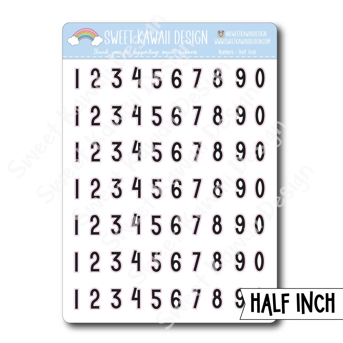 Number Stickers - Options Available