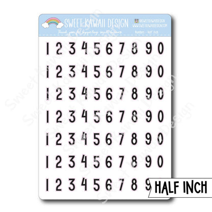 Number Stickers - Options Available