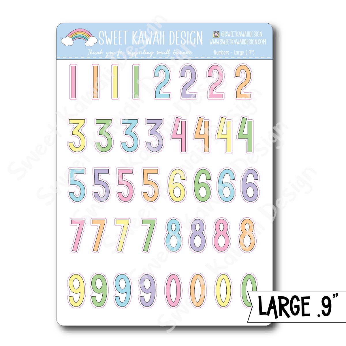 Number Stickers - Options Available