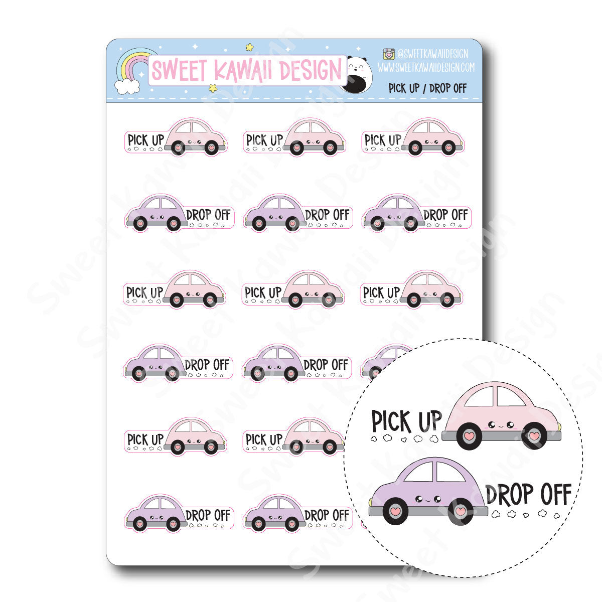 Kawaii Pick up/ Drop off Stickers