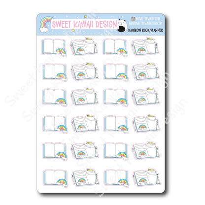 Kawaii Rainbow Book/Planner Stickers