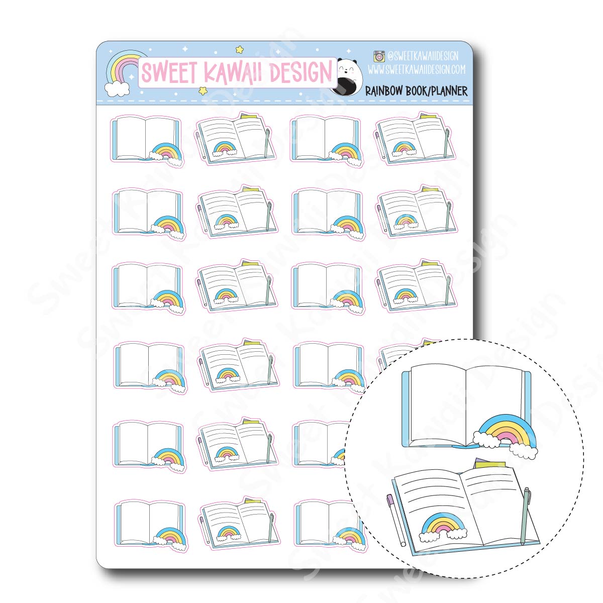 Kawaii Rainbow Book/Planner Stickers