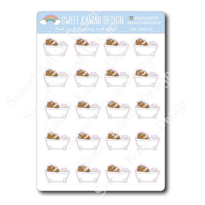 Kawaii Simon Stickers - Relaxing Tub