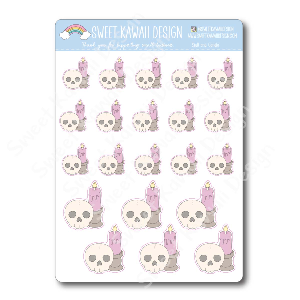 Kawaii Skull and Candle Stickers