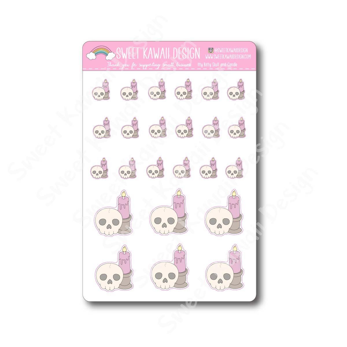 Kawaii Skull and Candle Stickers