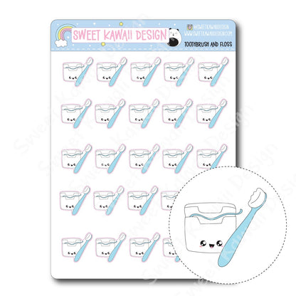 Kawaii Toothbrush and Floss Stickers