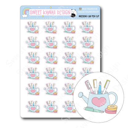 Kawaii Watering Can Pen Cup Stickers