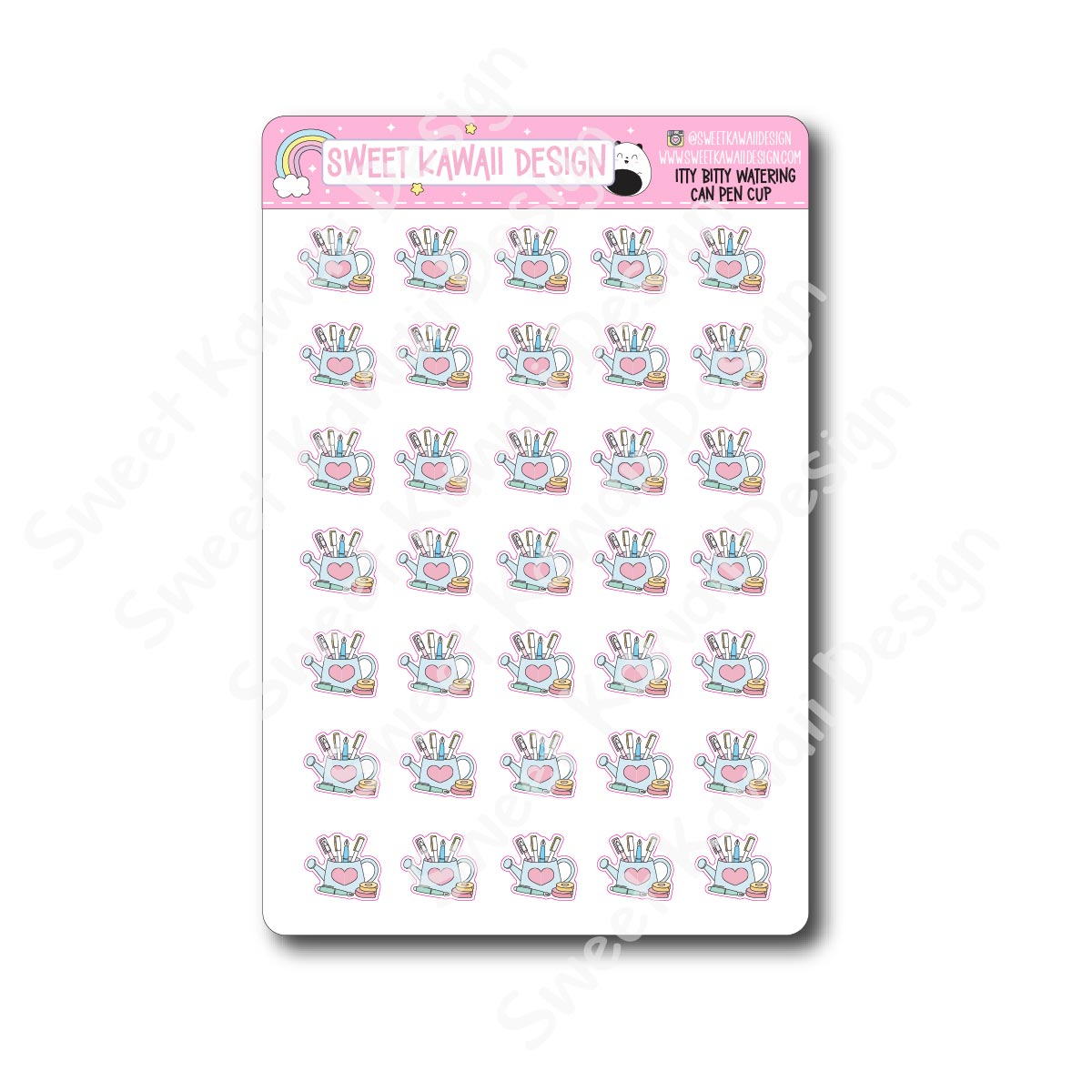 Kawaii Watering Can Pen Cup Stickers