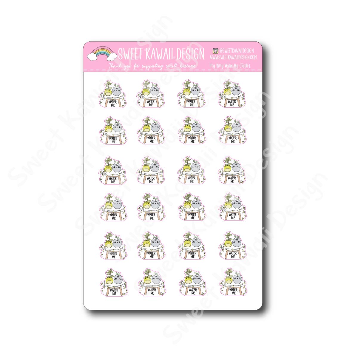 Kawaii Water Me (Table) Stickers