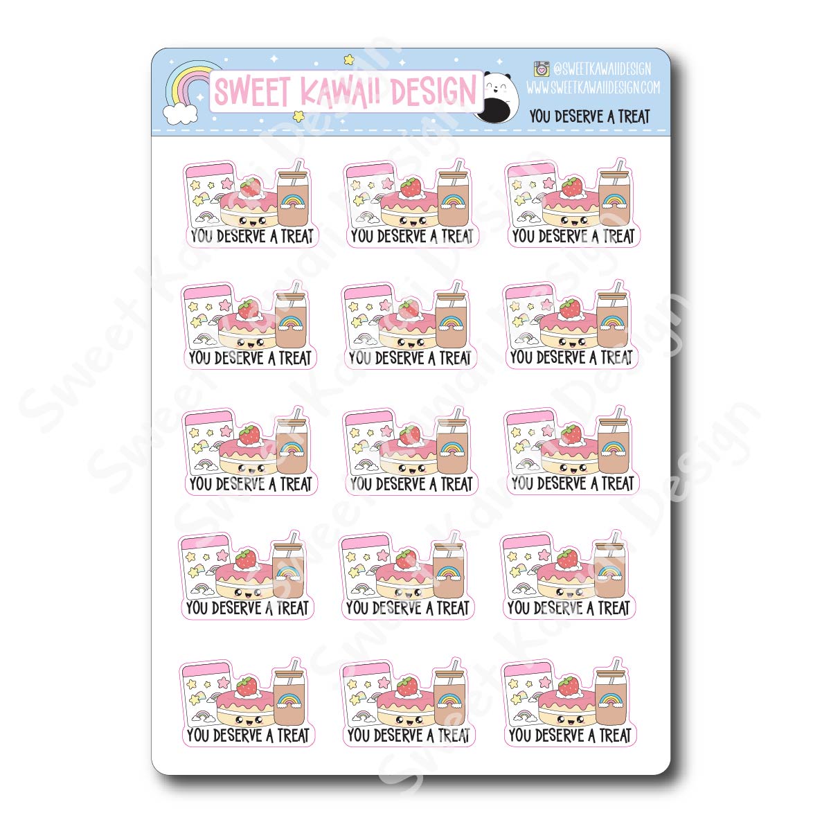 Kawaii You Deserve a Treat Stickers