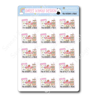 Kawaii You Deserve a Treat Stickers