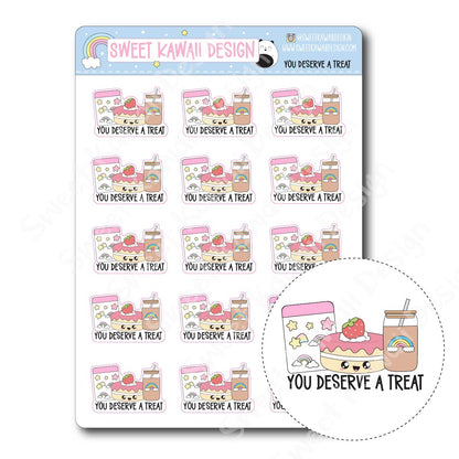 Kawaii You Deserve a Treat Stickers