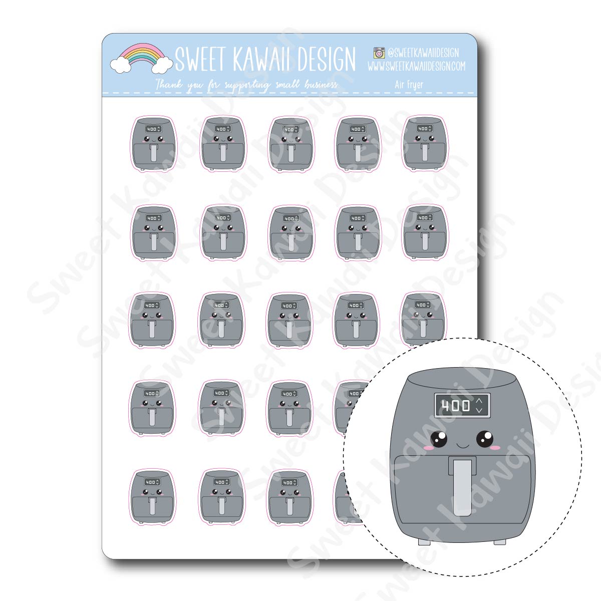 Kawaii Air Fryer Stickers