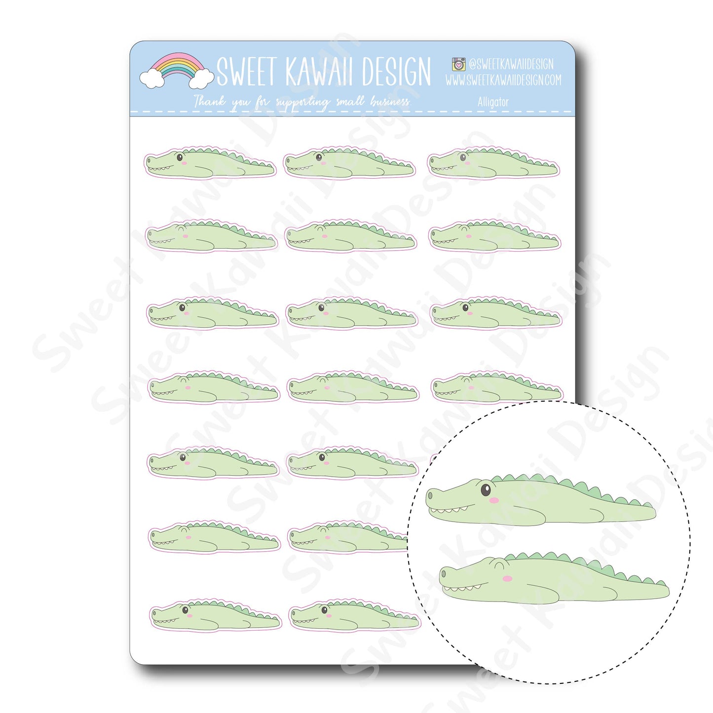 Kawaii Alligator Stickers