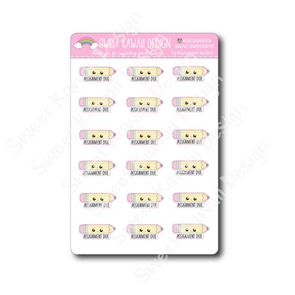 Kawaii Assignment Due Pencil Stickers