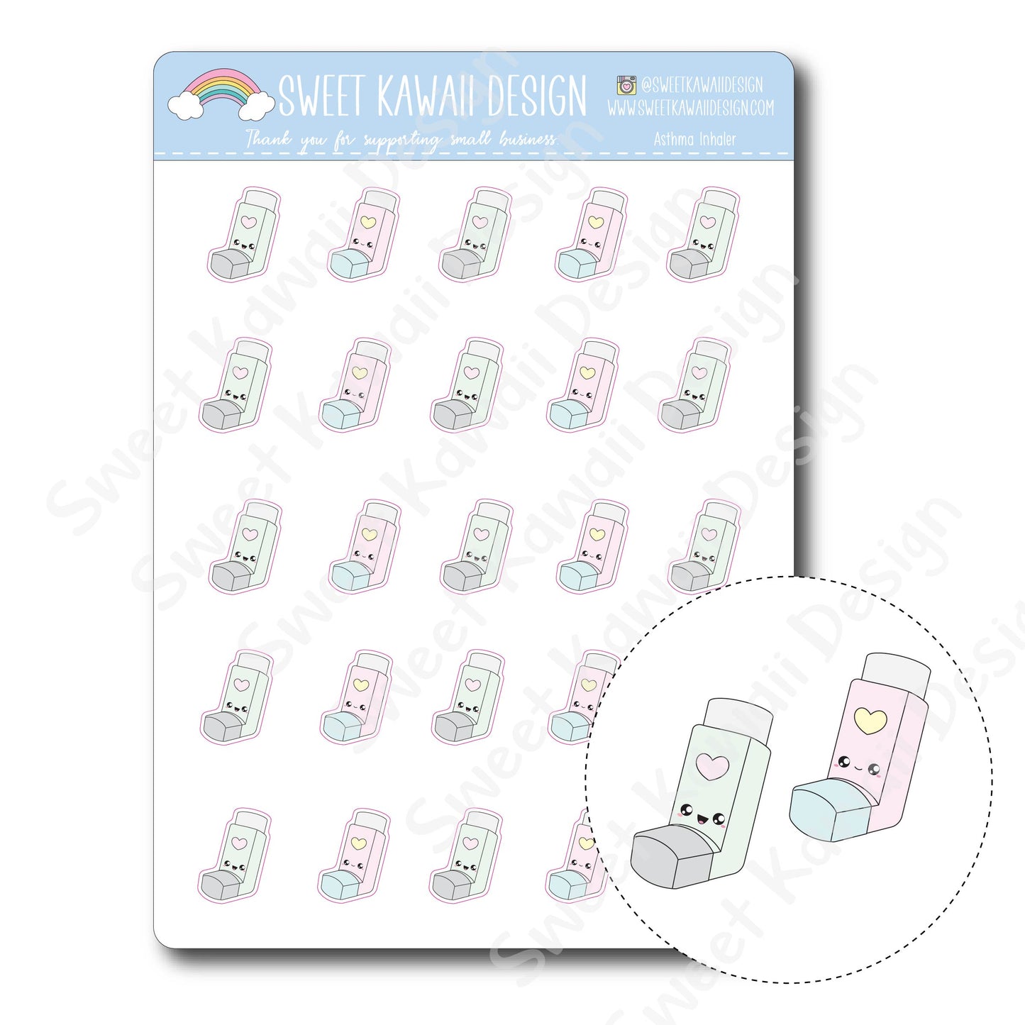 Kawaii Asthma Inhaler Stickers