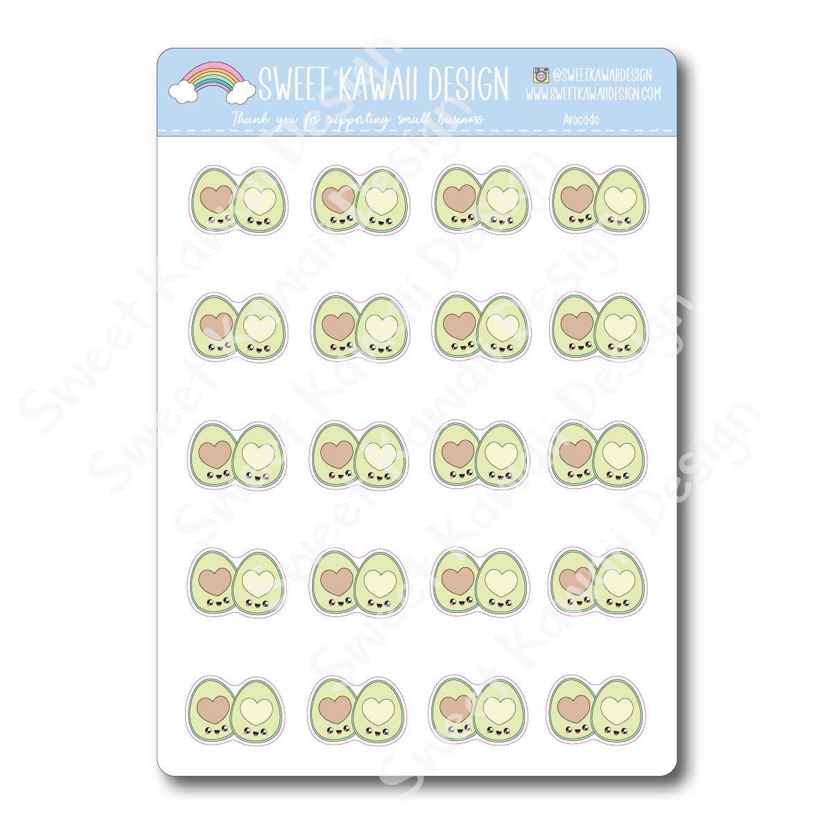 Kawaii Avocado Stickers