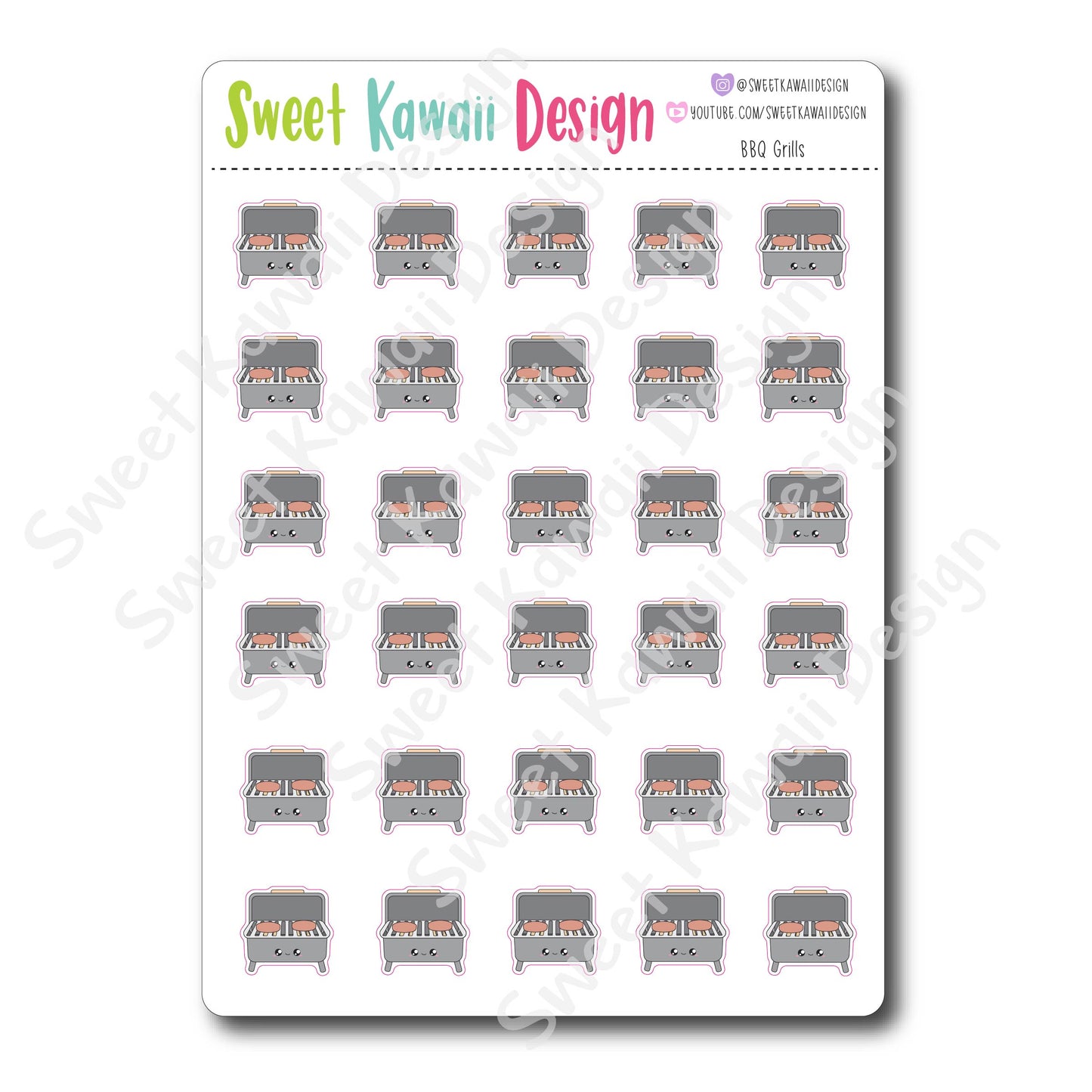 Kawaii BBQ Grill Stickers