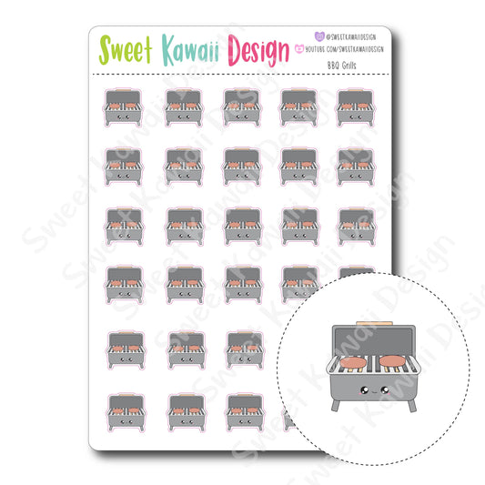 Kawaii BBQ Grill Stickers