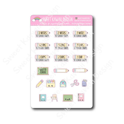 Kawaii Back to School Countdown Stickers